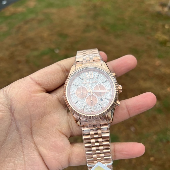 MICHAEL KORS LEXINGTON unisex WATCH ROSE GOLD jubilee bracelet - Picture 9 of 12